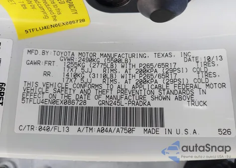 2014 Toyota Tacoma Base V6 from USA, damaged, VIN 5TFLU4EN0EX086728